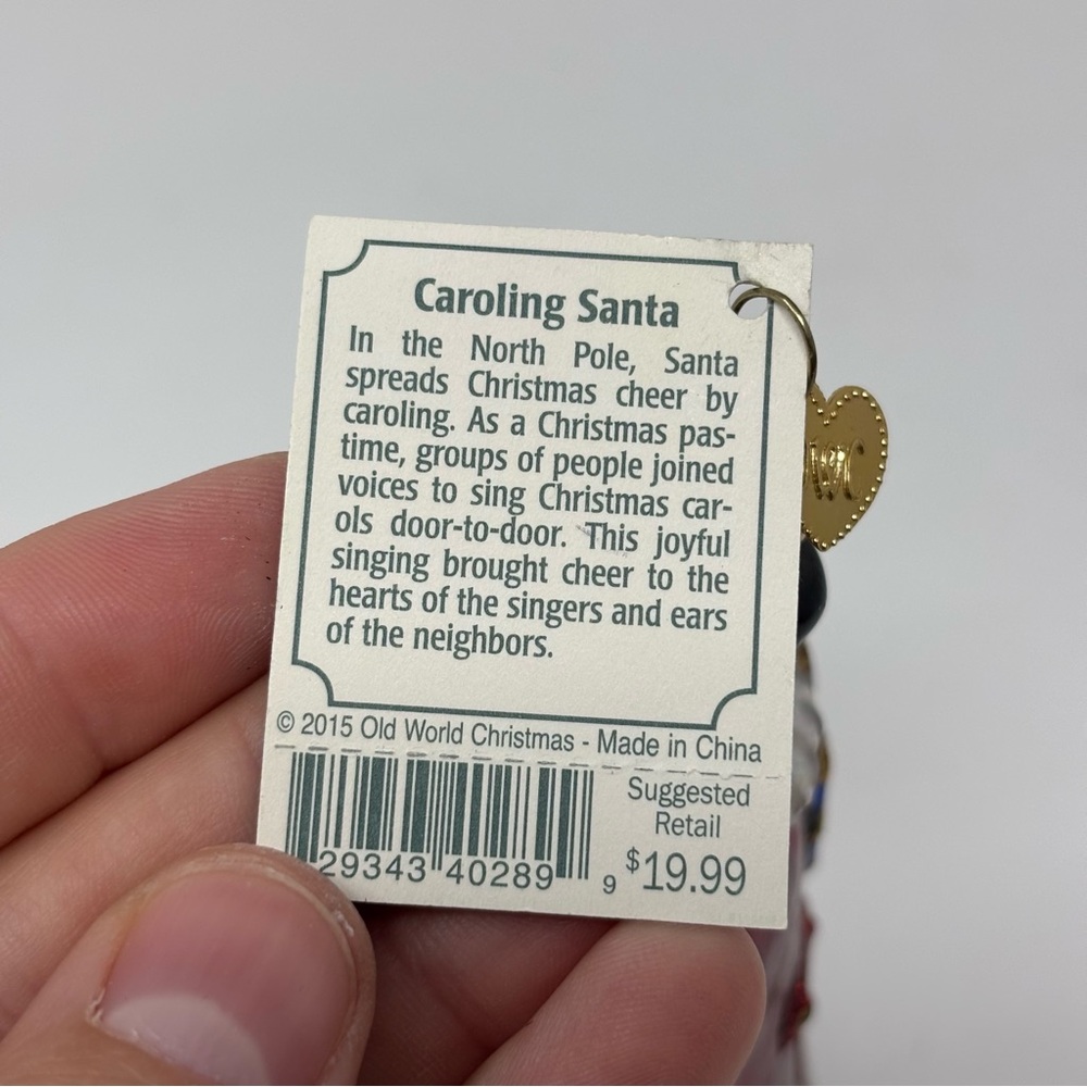 Old World Christmas OWC Caroling Santa Glass Ornament NWT - Picture 3 of 3